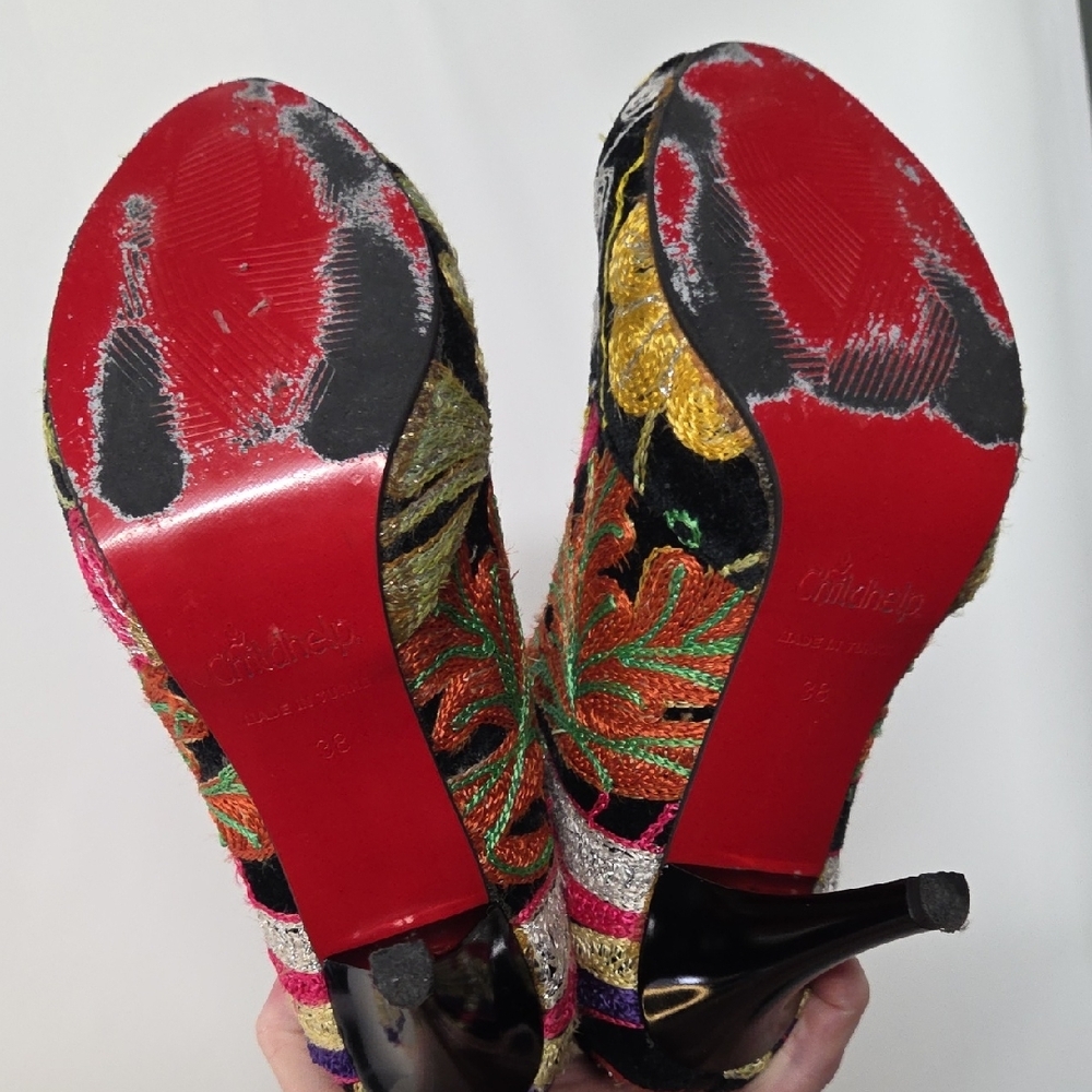 Rockwell Tharp Embroidered Floral And Bird Leather Ankle Boots Vintage Size 38 - Picture 5 of 8